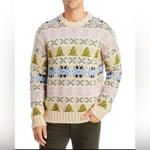 NN07 Stein Holiday Crew neck wool alpaca blend Sweater in an Ecru MEDIUM MENS